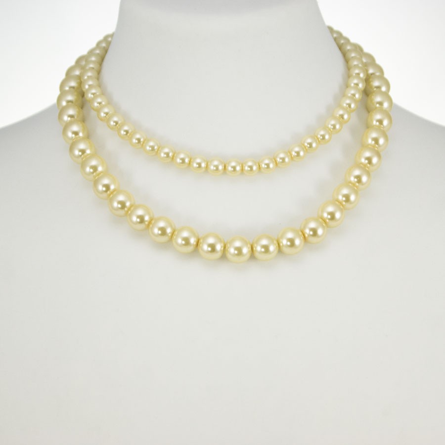 Collana GARBO 006, fili perle sintetiche colore avorio, chiusura a  –  lucreziabijoux