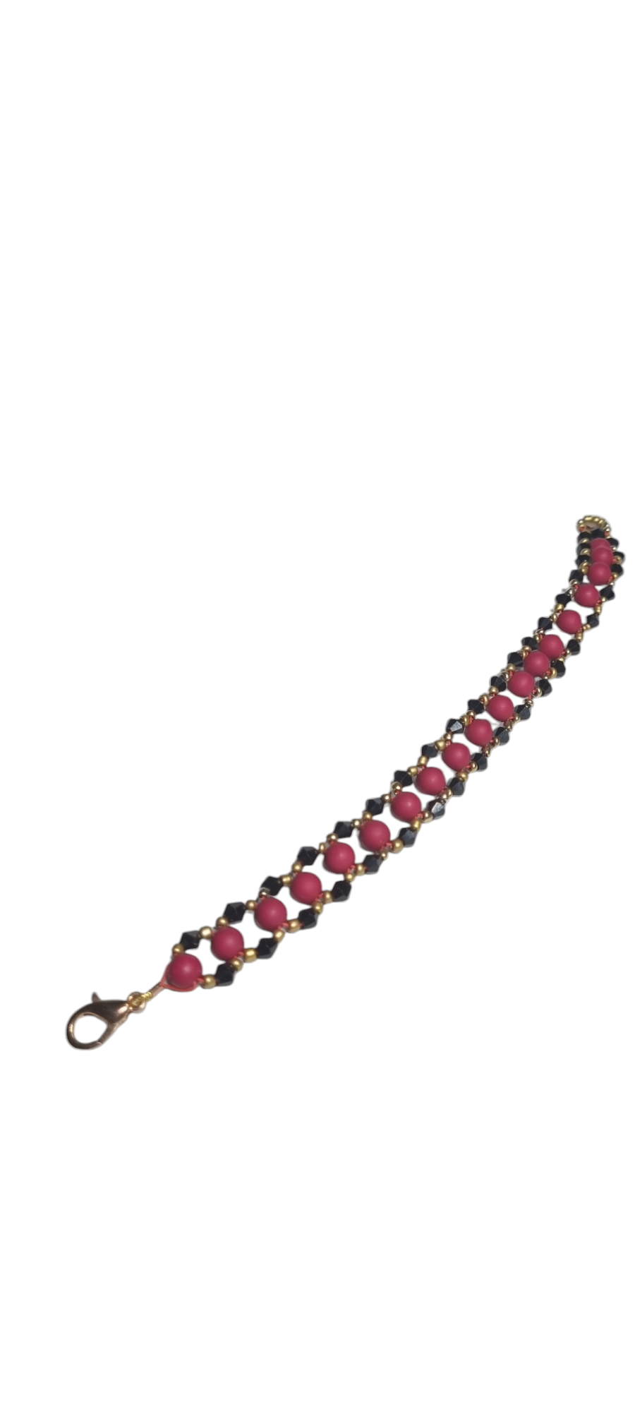 Bracciale SOPHIA i colori .019 intreccio 3 perle fucsia oro