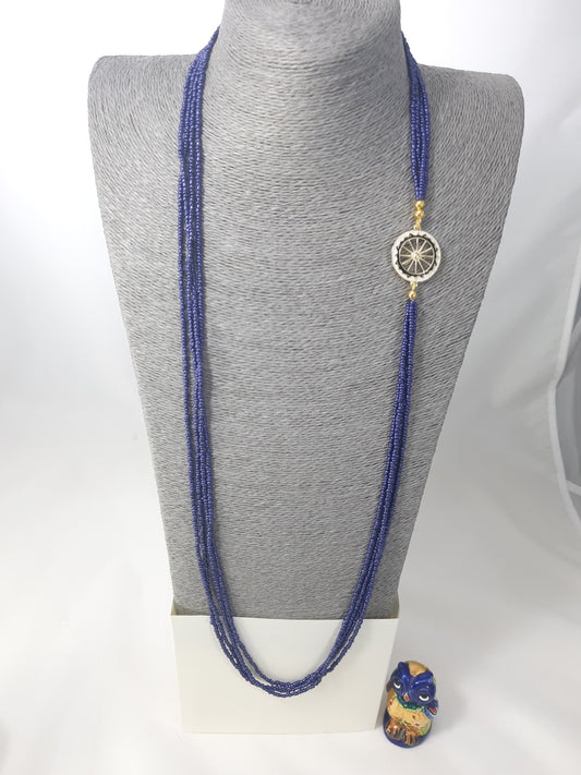 Collana SOPHIA i colori .021 quattro fili lunghi blu cobalto con distanziatore motivo marina.